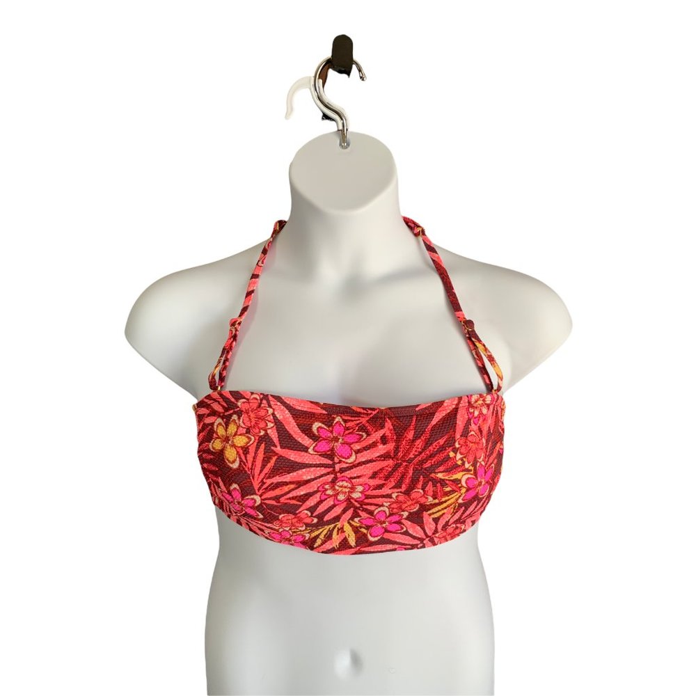 Juniors' Pique Bandeau Bikini Top Floral XL